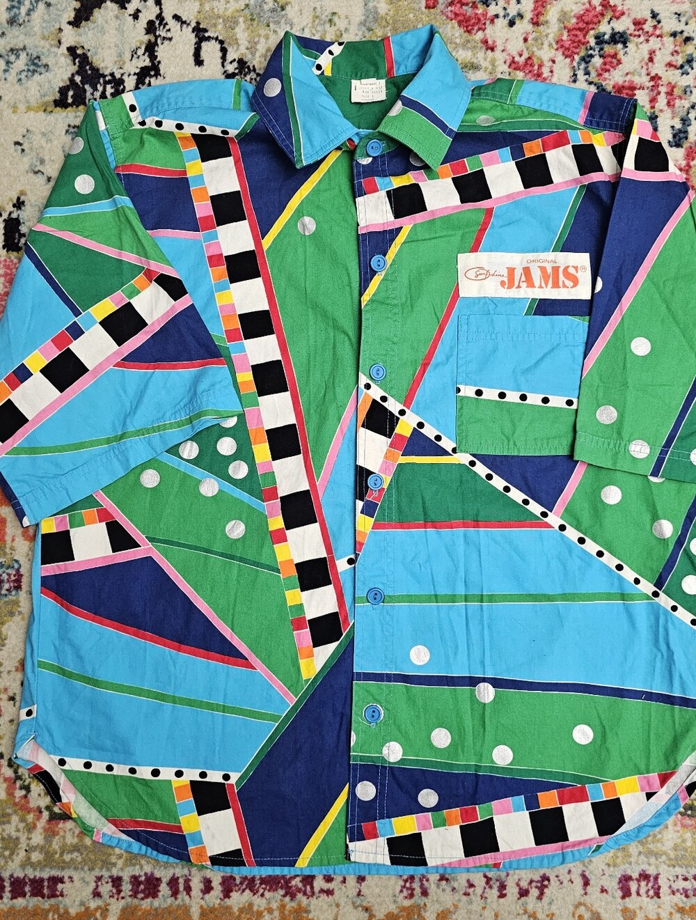 VTG 1980s 1990s Original Jams Button-Up Mens Large Shirt 80s 90s Abstract